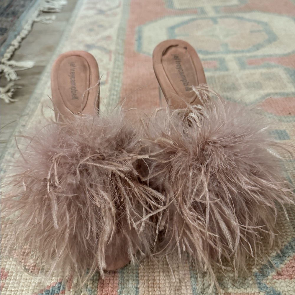 Free People Jeffrey Campbell Feathered Heels in Blush